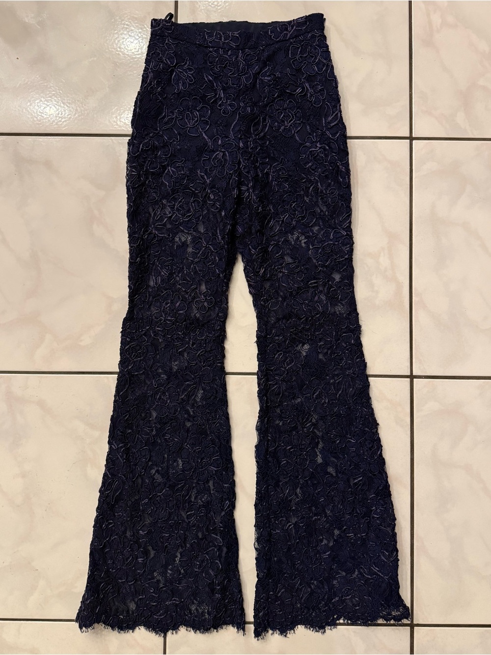 GUCCI Iconic Re-Edition Tom Ford Runway Lamé Lace Navy Purple Pants 40 $3980